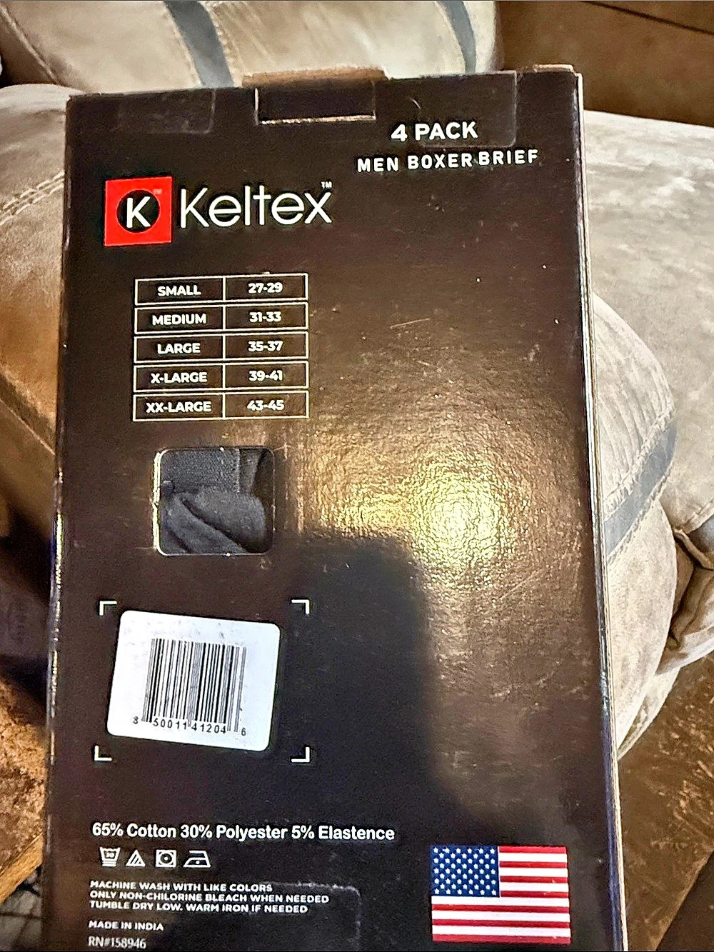Keltex Men's Cotton Blend Stretch Boxer Briefs 4-Pack Black Large